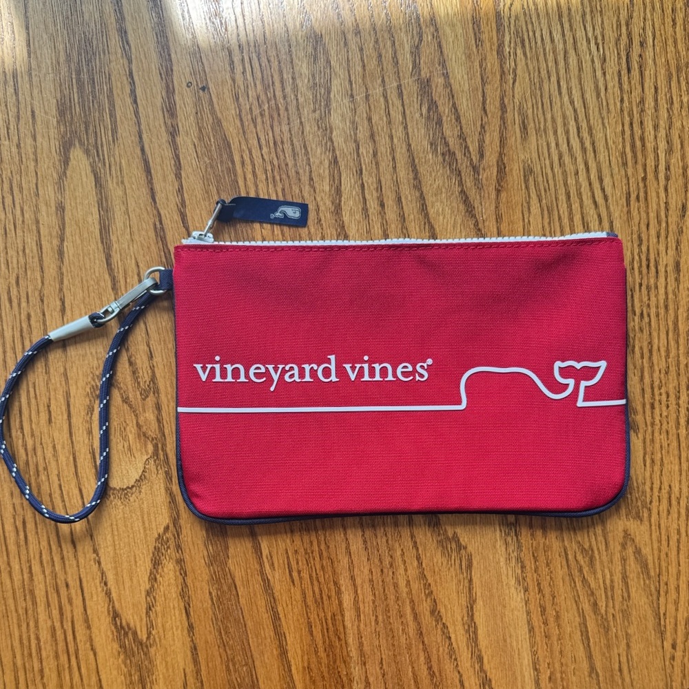 Vineyard Vines Red Canvas Wristlet with White Logo